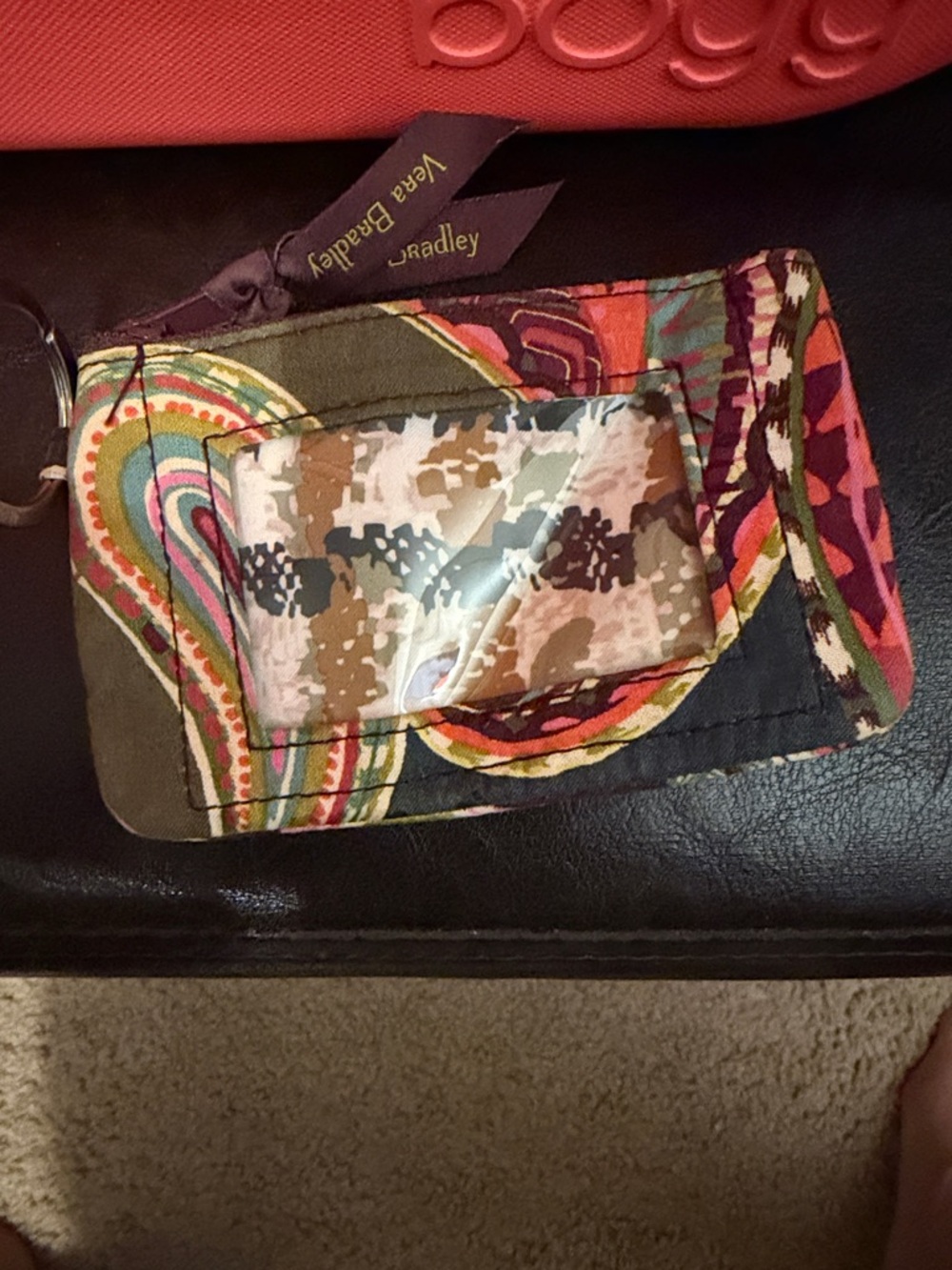 Vera Bradley Multicolor Paisley ID Wallet with Ribbon Tag 5”W X 3”H